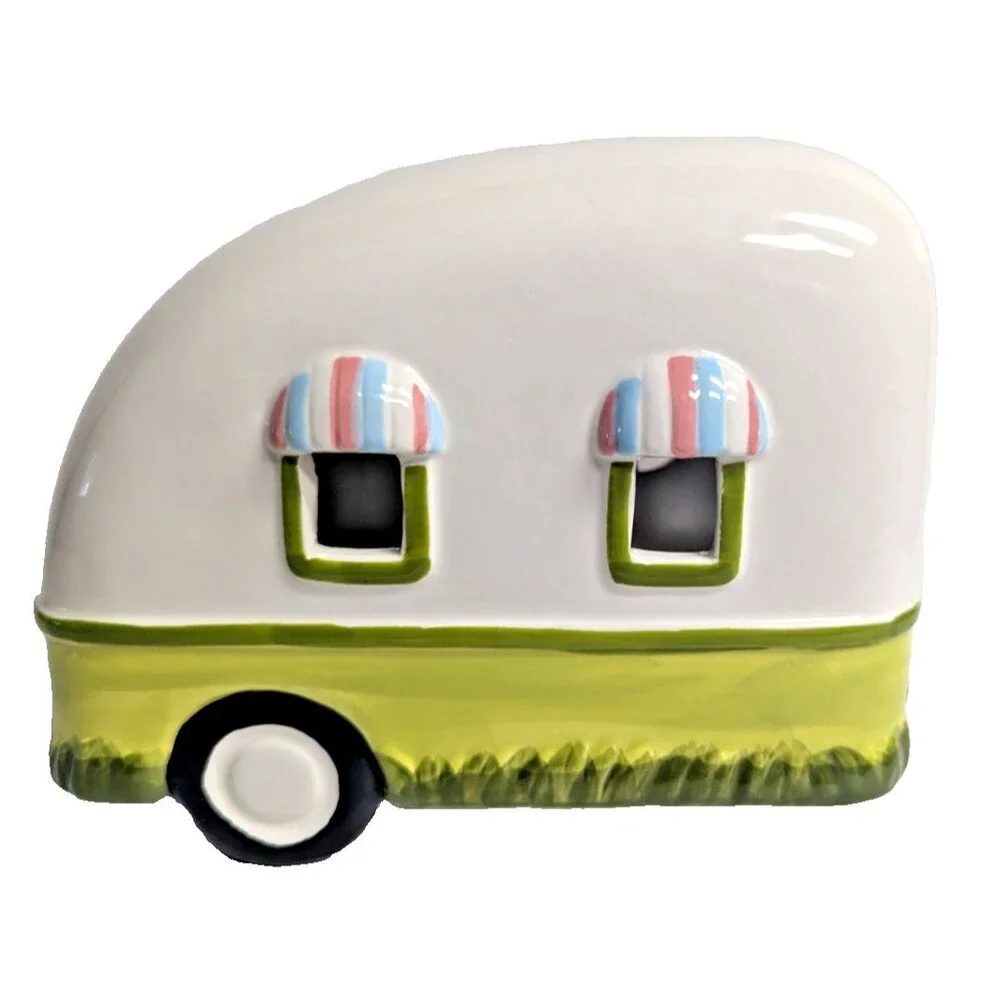 Lighted Camper Accent Lamp Retro Pink Flamingos Palm Tree Battery Operated NEW
